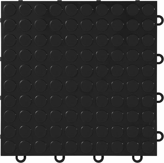 FlooringInc's Nitro 12"x12" Snap-Together Garage Floor Tiles, Non-Slip Interlocking Plastic Floor Mat, Midnight Black, 1 Tile, 1 Sq/Ft