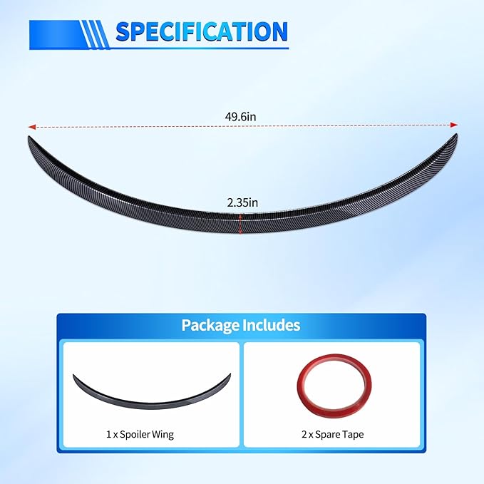 Nilight Spoiler Fit for Tesla Model 3 Highland 2024 Spoilers for Cars Rear Spoiler Wing Sporty Rear Trunk Lip Exterior Accessories No-Drill Installation ABS Carbon Fiber Pattern, Glossy Black
