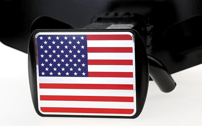 eVerHITCH USA Stainless Steel Embossed Flag Metal Hitch Cover Fits 2" Receivers