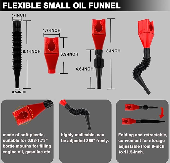 9pcs Oil Filter Wrench Set, 9" and 12" Oil Filter Pliers with Oil Snap Funnel for Automotive Oil Change, Adjustable Oil Filter Removal Tool From 1-3/4" to 6"