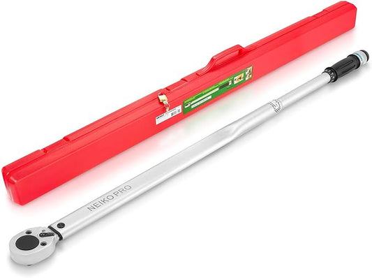 Neiko PRO 03710B 3/4-Inch-Drive Adjustable SAE Torque Wrench with Torque Click Settings of 100–700 Foot-Pound, Made with CrV Steel, 48-Inch Length