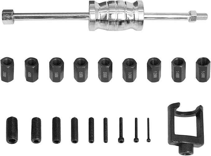 DPTOOL 20pcs Universal Manual Pin Puller Extractor Tool Kit Internal and External Thread Removal Tool Puller Set Slide Hammer Bearing Puller Set with 3-16mm Collets Bearing Removal Tool