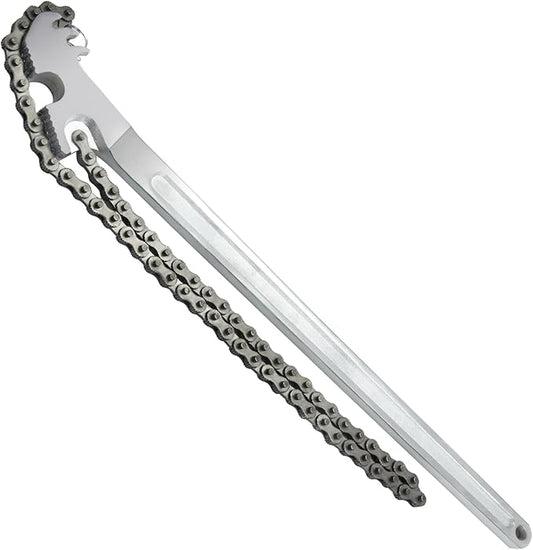 24 Inch Heavy Duty Carbon Steel Pipe Wrench, Fits Max 12 Inch Diameter, Adjustable Large Chain Oil Filter Wrench for Universal Use