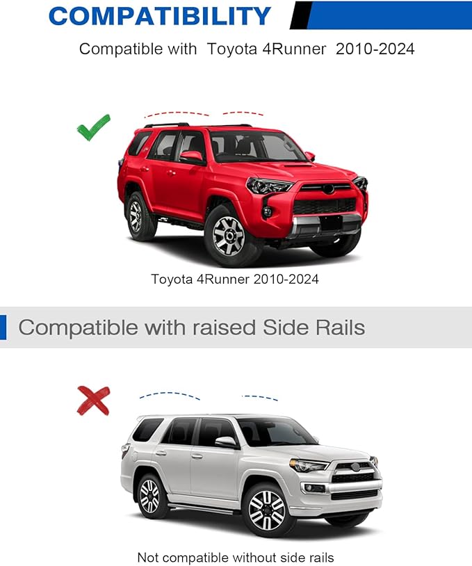 300lbs Lockable Roof Rack Cross Bars Compatible with Toyota 4Runner 2010-2024 with Side ROOF Rails, Heavy Duty Aluminum Roof Rails Crossbars Cargo Canoe Black Rooftop Cargo.