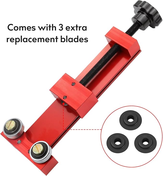 66490 Oil Filter Cutter with 3 Blades, Adjustable Cut Range 1-3/4'' to 5-3/4'' Oil Filter Cutting Tool Aluminum, Red