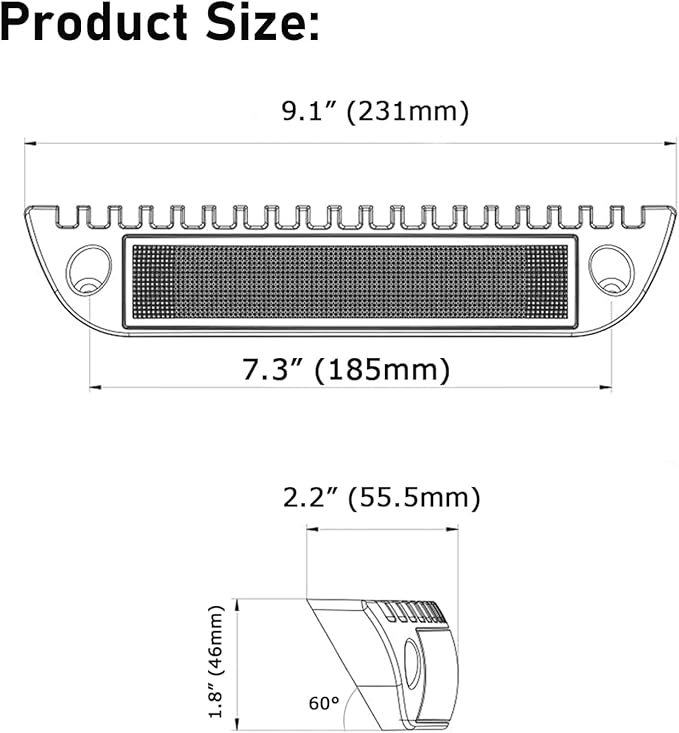 9 Inch RV LED Exterior Light Fixture, 6000K Cool White Flood Beam LED Porch Outdoor Utility Light, 12V/24V DC Work Scene Lighting for Truck/Camper/Boat/Trailer, Black Finish, 1-Pack