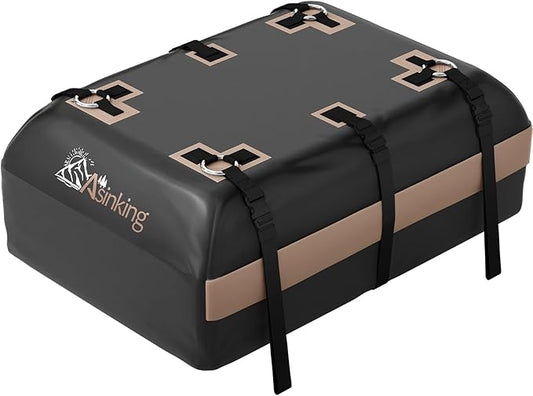 Asinking Car Rooftop Cargo Carrier Bag, 21 Cubic Feet Waterproof Roof Cargo Bag for SUV Minivan, Fit Vehicles with/Without Roof Rack, Sidebars & Crossbars - Max Size 52" L 40" Wx 18" H