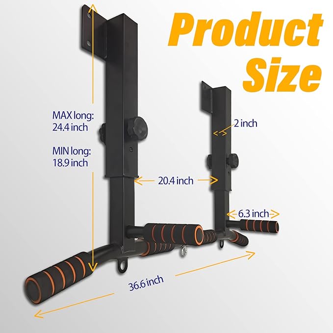 BDL Wall Mounted Pull Up Bar Chin Up bar Multifunctional Dip Station for Indoor Home Gym Workout, Power Tower Set Training Equipment Fitness Dip Stand Supports to 440 Lbs