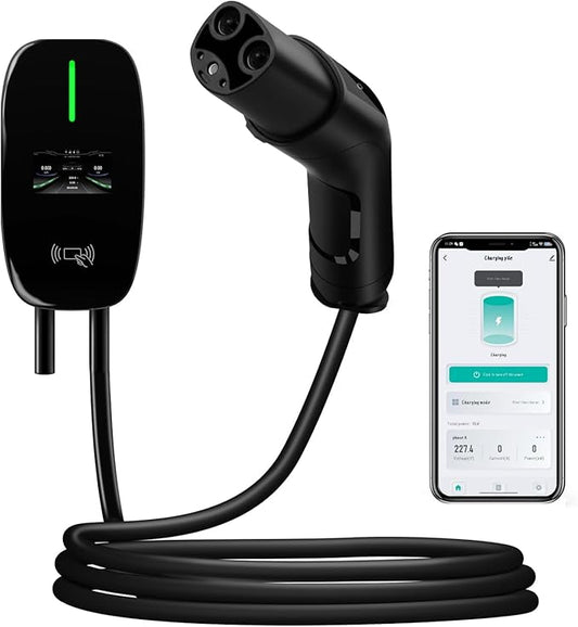 AWESAFE Level 2 EV Charger for Tesla, 48 Amp Wall Charger Hardwired WiFi Enabled, Smart APP Control Electric Vehicle Charging Stations - Home Use