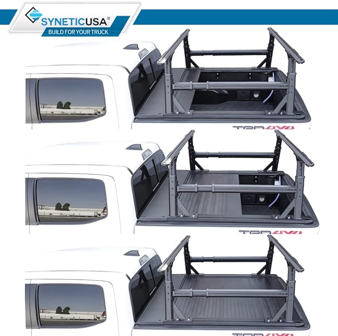 Syneticusa ER Power Retract Hard Tonneau Cover with Rack Fit 2016-2026 Toyota Tacoma 5' Truck Bed Retractable