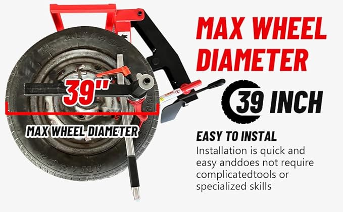 KATOOL 39" Max Wheel Diameter Mini Tire Changer Machine Tire Machine for Road Rescue, Shop Repair, and Home Garage, Red, KT-2002P