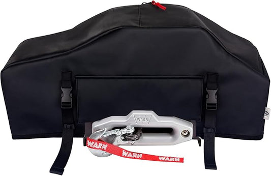 Winch Cover, High Quality UV-resistant Waterproof Winch Protective Cover, Indoor/Outdoor Winch Accessories, Weather Resistant Dust Cover for Electric Winches 8000-12000 lbs up to 13500 lbs (black)