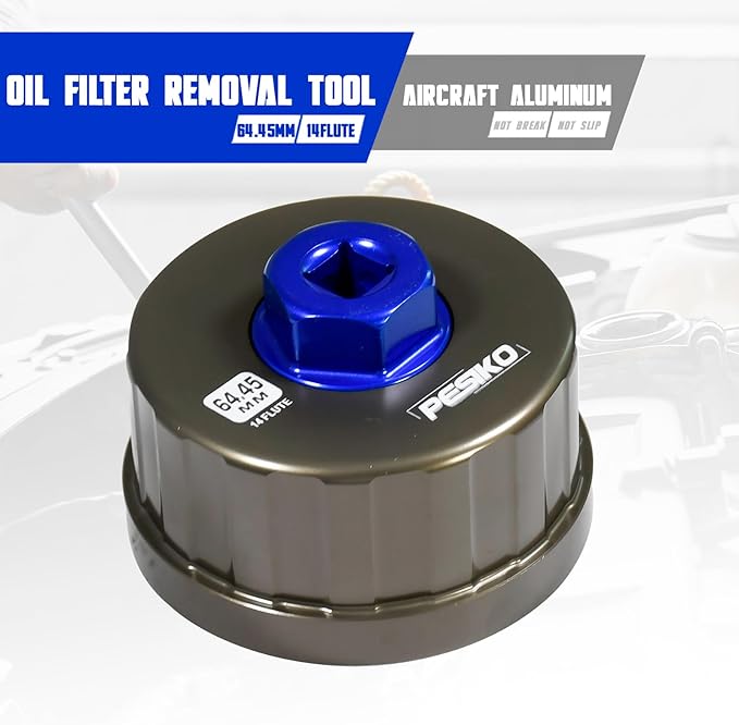 64mm 14 Flute Oil Filter Wrench for Toyota, Lexus and Scion, Precision Machined Aircraft Aluminum Oil Filter Removal Tool for Easily Remove Oil Filter