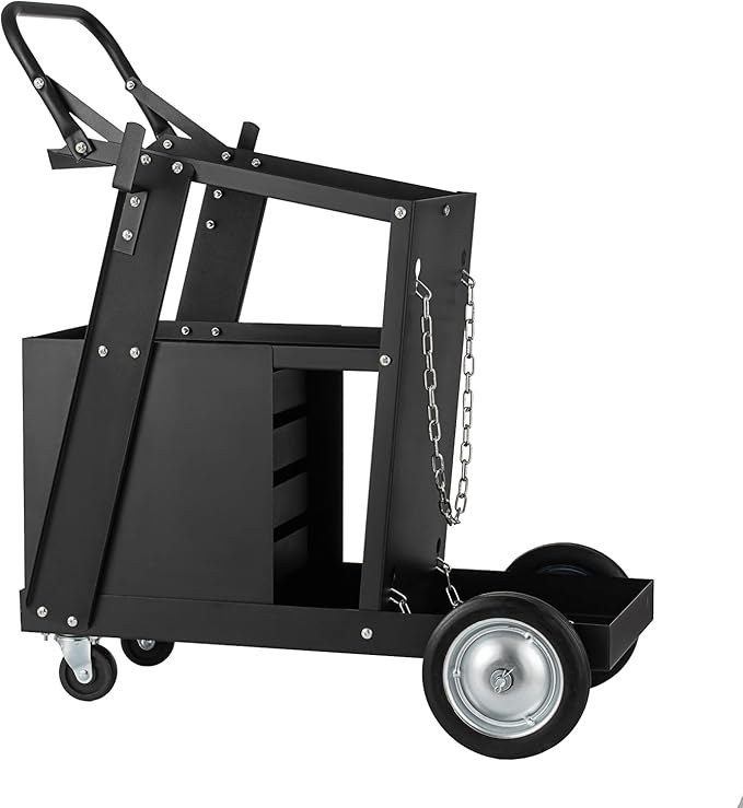 Welding Cart with Drawers, Mig Welder Cart 265 Lbs Capacity, Weld Cart for TIG MIG Welder and Plasma Cutter with 4 Drawers and 2 Safety Chains