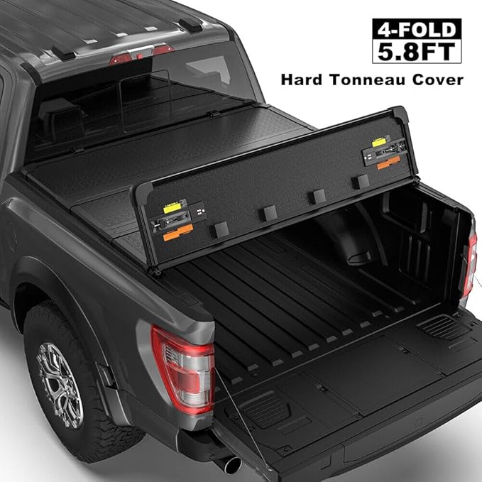 Hard 4 Fold Truck Bed Tonneau Cover for 2019-2025 Silverado 1500 2500HD 3500HD 5.8 Ft Bed, All Weather