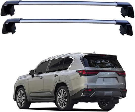 ROKIOTOEX Roof Rack Crossbars - Fit 2022– 2026 Lexus LX Flush Side Rail - Panoramic Sunroof - 220LBs Load Bar- Metal Locking Cap - Easy Install & Adjusting - Wind Noise Reduction Strip - Silver Coyote