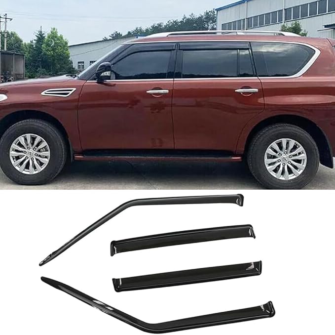 NI60 Side Window Wind Deflector,4pcs Outside Mount Style Nice Sun Rain Guards Set,Window Visors fit for 2017-2024 Nissan Armada