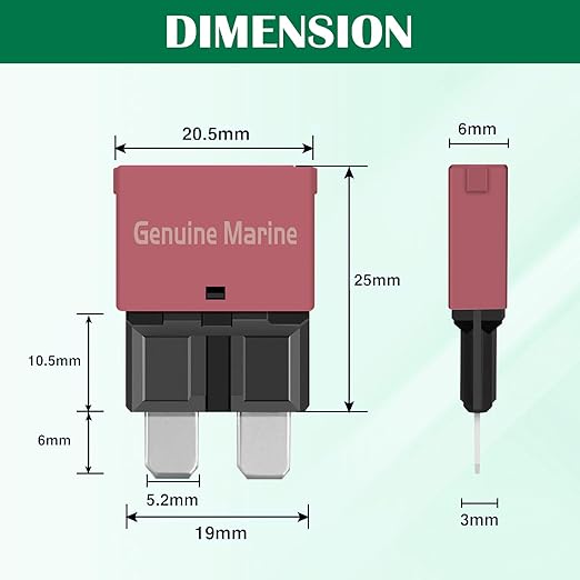 10A Auto Reset Blade Fuse - Replace Standard 10A ATC/ATO Fuses, 14VDC Waterproof Circuit Breaker for Cars, Trucks, Boats, RVs, and Solar Systems (Pack of 5)