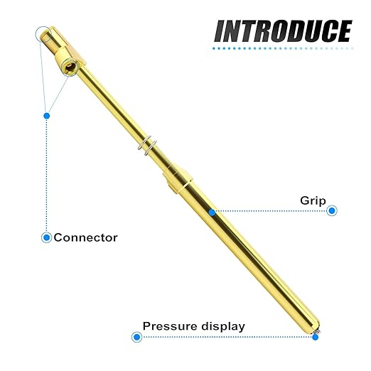MEANLIN MEASURE 5PCS Gold Double Straight Type Tire Pressure Gauge, Dual Head Air Pressure Gauge, Pressure Range 10-150 Psi (Suitable for Trucks, etc.)