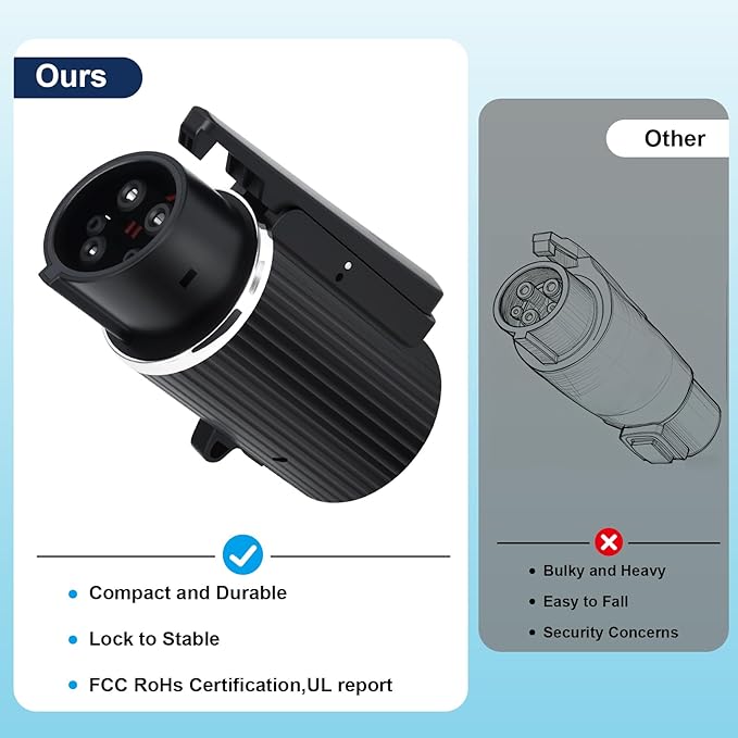 NACS to J1772 Charger Converter, 80Amp 280V for NACS to J1772 Adapter with Secure Lock & IP55 Rating, Compatible with NACS High Power Wall Connector & Destination Chargers
