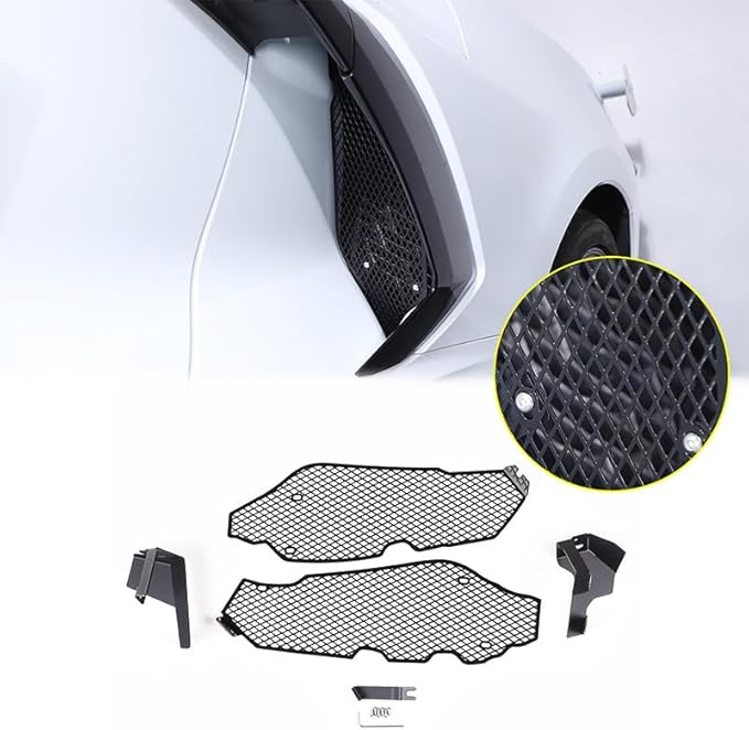 for Corvette C8 Side Intake Mesh Grilles Insert Set,Stainless Driver and Right Passenger Side Radiator Air Intake Vent Guards for Corvette C8 Stingray Z51 2020-2025 Accessories (Black)