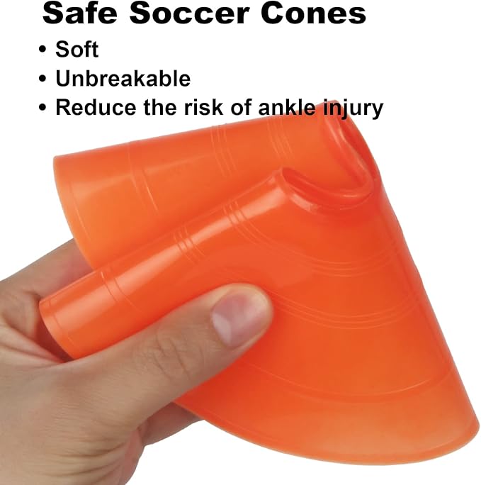 60PCS Soccer Cones with Strap Carry Bag Agility Disc Cones Soccer Training Cones, Field Marker Sport Training Cones for Challenge Football Basketball Skating Kids Games Outdoor Indoor