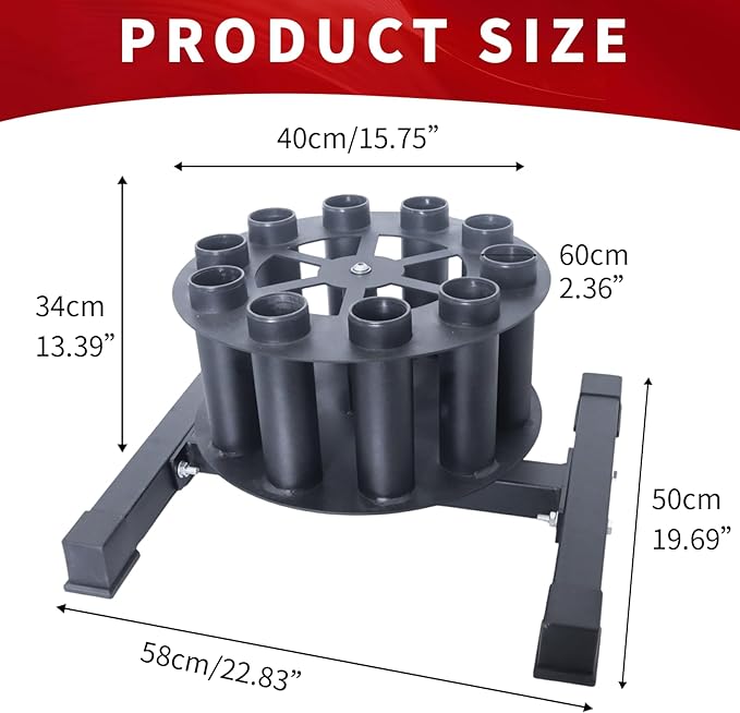 Barbell Holder Vertical Rotatable Barbell Rack Stand Holds 10 Bars Home Gym Barbell Storage Fit 2-Inch Olympic Bars, Curl Bars, Triceps Bars (huaban)