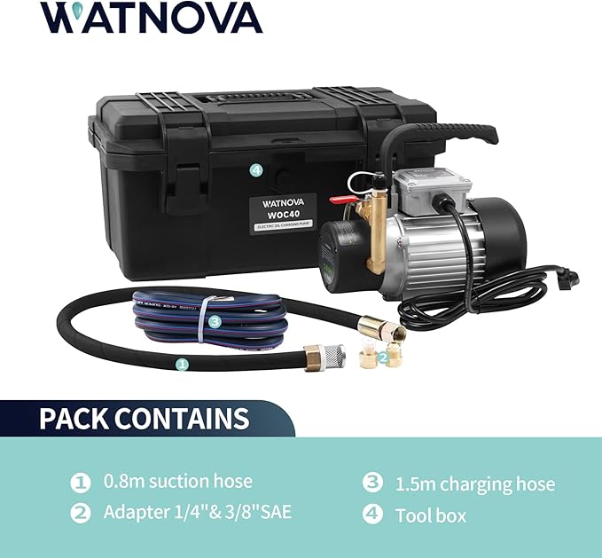 WATNOVA Portable Electric Refrigeration Oil Pump - HVAC Oil Pump Tool for Commercial Systems | Exceed The Efficiency of Hand Pump | Compact Design with High-Precision Gear Pump & Turbo Boost