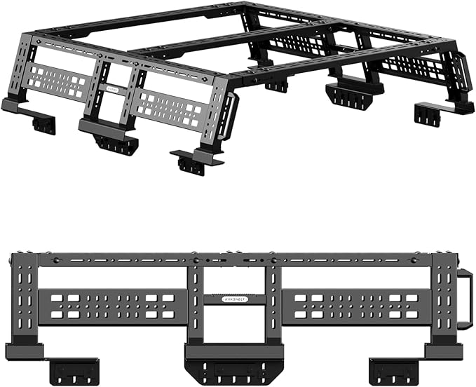 Overland Track Bed Rack for Full-Size & Mid-Size Trucks/Adjustable Truck Cargo Carrier/Tacoma Bed Rack, Fit for Tundra, Ram 1500 & HD, F-Series, Ranger, Silverado, Titan & XD,Gladiator