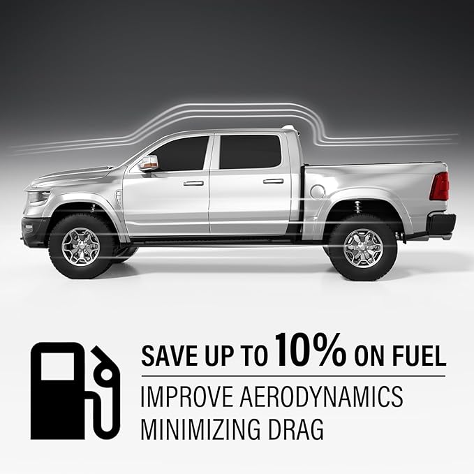 Low Profile Hard Folding Aluminum Truck Bed Tonneau Cover Compatible with 2019-2026 Dodge Ram 1500 5' 7" Bed Without Ram Box (67.4"), Quad-Fold Style