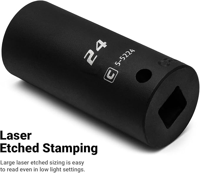 Capri Tools Deep Impact Socket, 1/2-Inch Drive, 6-Point, Metric (15 mm)