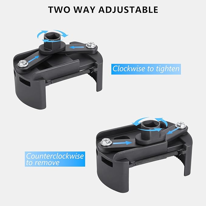 Adjustable Oil Filter Wrench Removal Tool 1/2'' Drive, Universal Oil Filter Cap Socket Wrench, fits Small & Medium-sized Spin-on Oil Filter (80-105mm)