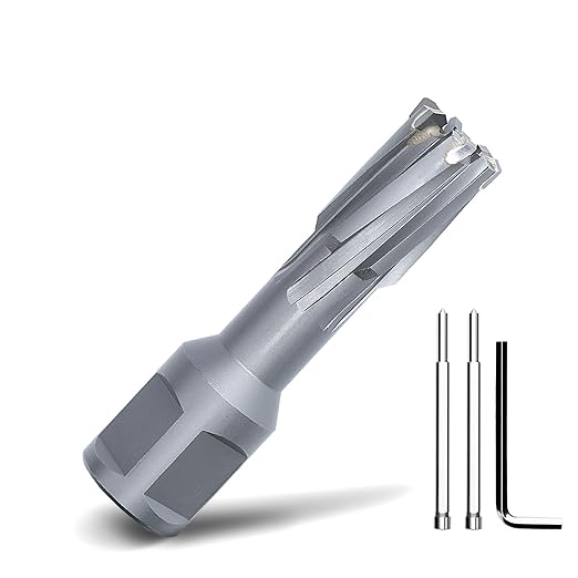 15/32" x 1-3/8" Annular Cutter with Weldon Shank,Carbide Tip Annular Drill Bit for Stainless Steel, Iron (1-3/8" Depth, 15/32" Diameter)