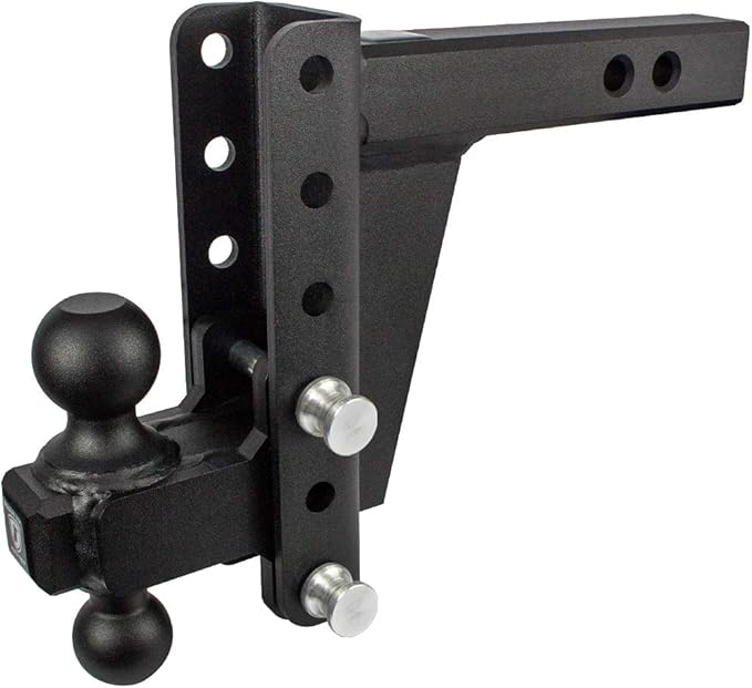 BulletProof Hitches - 2.0" Adjustable Extreme Duty Trailer Hitch (30,000 lb. Rating) - 6" Drop/Rise with 2" and 2 5/16" Dual Ball - Powder Coat, Solid Steel, Corrosion-Resistant
