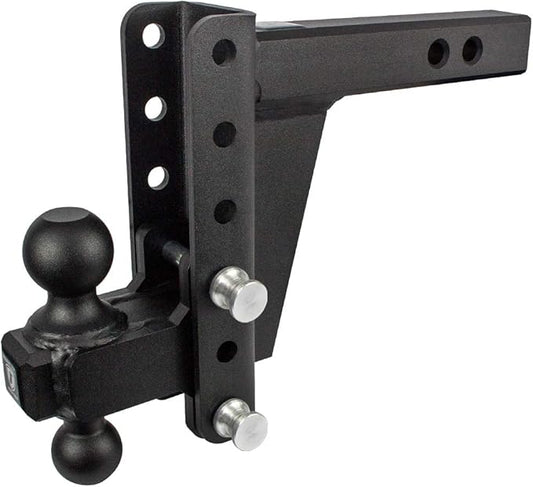 BulletProof Hitches - 2.0" Adjustable Extreme Duty Trailer Hitch (30,000 lb. Rating) - 6" Drop/Rise with 2" and 2 5/16" Dual Ball - Powder Coat, Solid Steel, Corrosion-Resistant