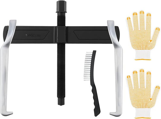 ChgImposs 14 Inch 2-Jaw Gear Puller, Adjustable Bearing Puller Gears + Wire Brush + Gloves, Reversible Removal Tool, CR-V Two Claws Puller Tool for Removal of Pulleys Flywheels Bearings Gears