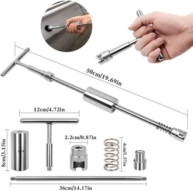 GLISTON Car Dent Puller Kit, Paintless Dent Repair Set, Pro Slide Hammer Tools with 16pcs Thickened Black Tabs for DIY Automobile Body Dent Removal