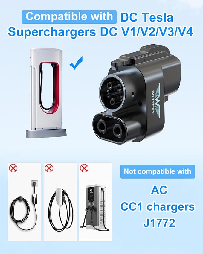 2025 Upgraded NACS to CCS Adapter [Max 500A 1000V],Tesla Supercharger to CCS1 Charger Adapter,Fast Charge Tesla Supercharger Adapter Compatible withFord,Rivian,GM,Volvo and Polestar