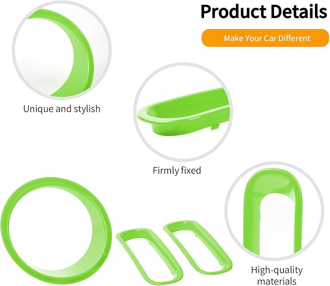 Hoolcar Front Grille Insert Cover & Headlight Bezel Cover Trim Fit for Jeep Wrangler JK JKU 2007-2017, Exterior Accessories, Light Green