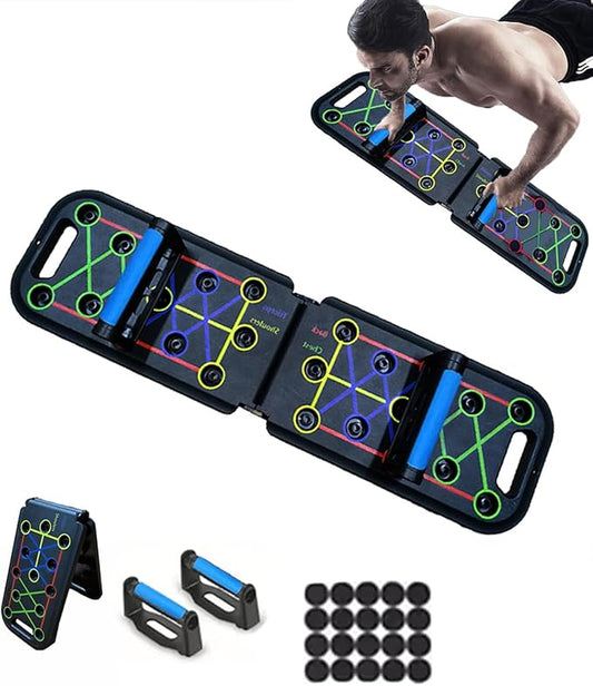 12-In-1 Push Up Board,Portable Pushup Bars for Men, Muscle Max Press Up Boards,Foldable Gym Home Exercise Board,Multi-function Push-Up Stand,Home Workout Equipment with Resistance Bands