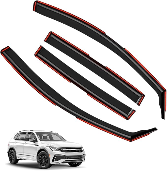 in-Channel Window Visors Rain Guards FIT Volkswagen Tiguan 2018-2025 (2018-2025) – 4-Piece in-Channel Dark-Smoke Polycarbonate Vent Deflectors