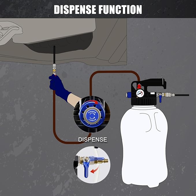 JIFETOR Transmission Fluid Pump Pneumatic Extractor and Dispenser Tool Kit, 10L ATF Fill and Evacuator Oil Can Set with 15PCS ATF Adapters 3PCS 1M Hose for Gear Oil Garage and Shop Fluid Transfer