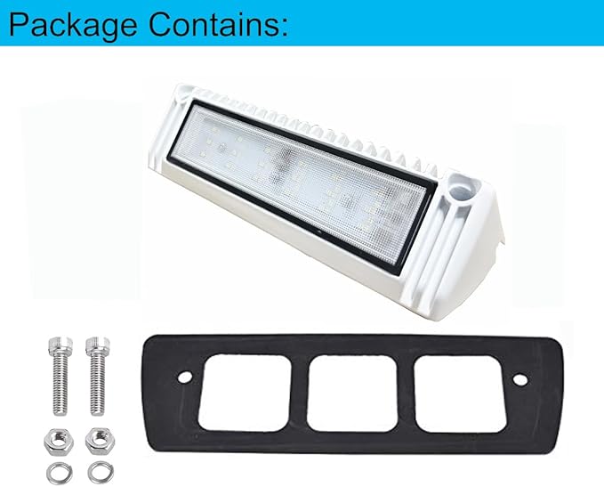 RV 9 Inch LED Exterior Lights, Work Scene Lighting Fixture, 12V/24V DC, 6000K Cool White, Down Angle Flood Beam, High Lumen Output for Truck Boat Trailer Campervan, White Finish, 1 Pack