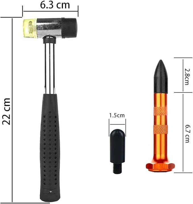 LadyRosian 28PCS Paintless Dent Removal Rods Stainless Steel Kit with Rubber Replaceable Heads Tool for Car Auto Body Dents Hail Damage Removal