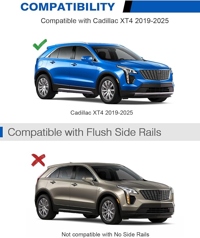 Roof Rack Cross Bars 220lbs Compatible with Cadillac XT4 2019-2025,Heavy Duty All-Metal Aluminum Roof Rails Crossbars Cargo Canoe Black Rooftop Cargo Carrier Luggage.