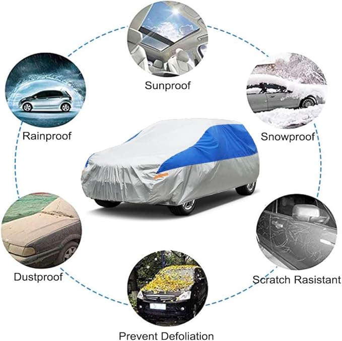 Car Cover - Waterproof All Weather for SUVs, Outdoor Full Car Cover Snowproof Windproof UV Protection, Universal Fit for SUVs up to 181 inch, Silver