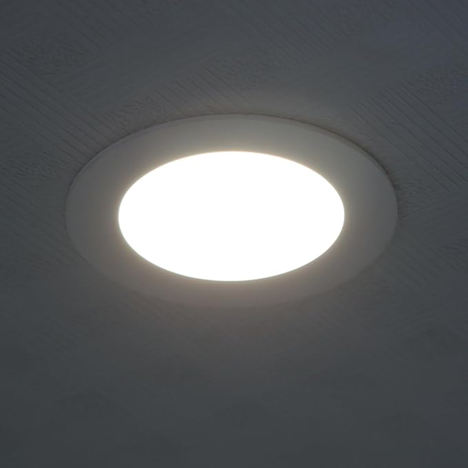 Facon 4.5Inch 12V LED Puck Light RV Interior Lights, Aluminum Slim Recessed Mount, 12Volts RV Lighting Fixture for Van Camper Trailer Motorhome Boat (6Packs, 4.5 Inch 4000K)