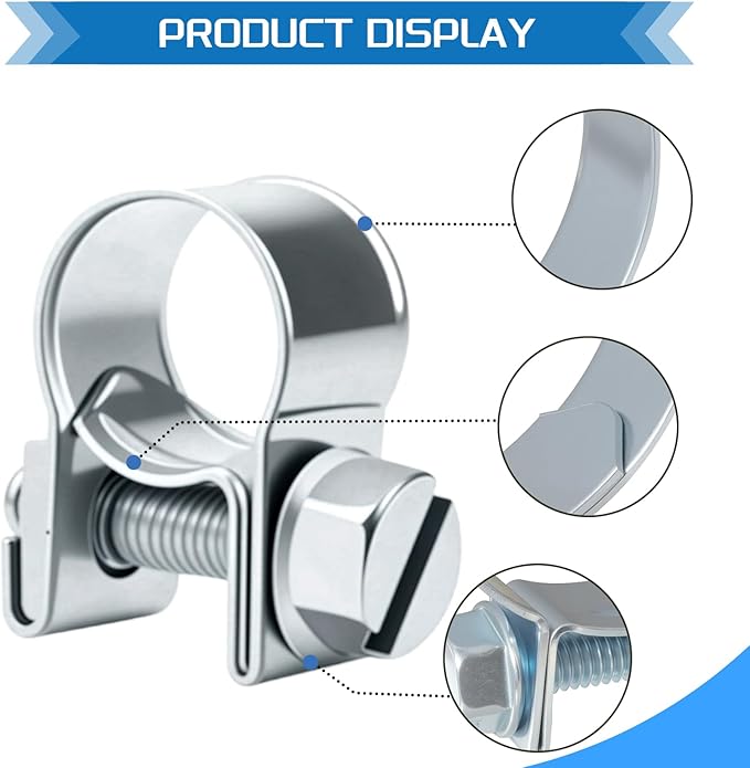 12-14MM Fuel Injection Hose Clamps 15/32"-9/16" Gas Line Clamps Pipe Clamp for Automotive Diesel Petrol Pipes