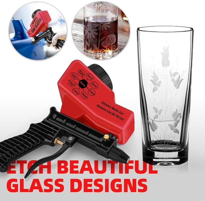 NANPU Light-Duty Air Sandblaster Gun Kit with Gravity Feed, Ceramic Nozzle, Metal Body, for Small Project Surface Prep, Paint & Rust Removal, Metal/Wood/Glass Etching, Requires Air Compressor