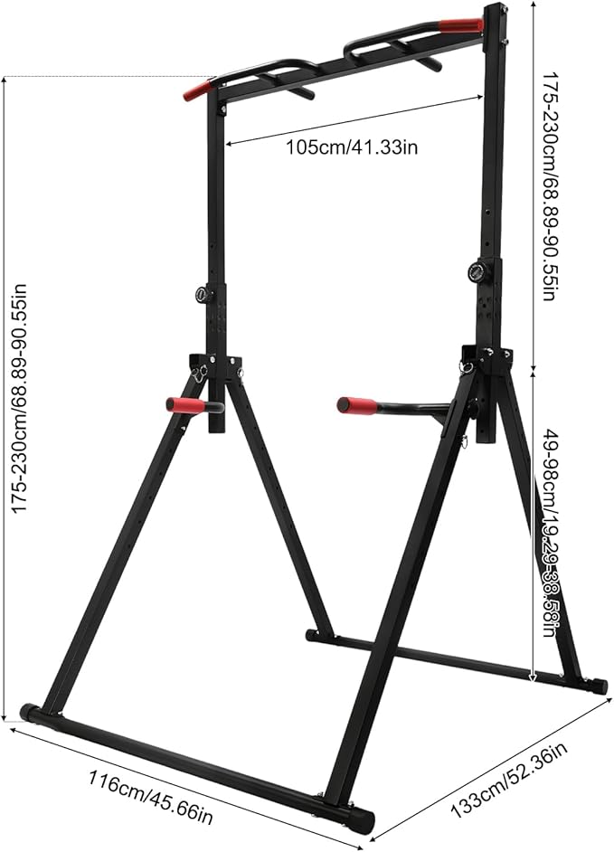 Triangular Pull Up Station, Foldable Multi-Function Pull Up Bar for Home Gym Strength Training, Adjustable Height 5.74-7.55ft, Support 440 Lbs